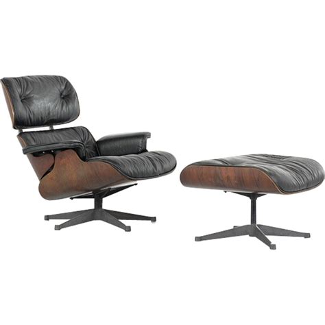 Fauteuil Lounge Vintage En Palissandre Et Cuir Par Charles Et Ray Eames