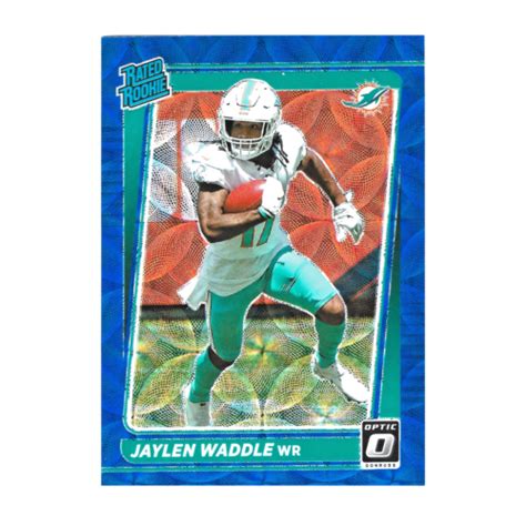 2021 Donruss Optic Blue Scope Prizm Rated Rookie Jaylen Waddle RC Card