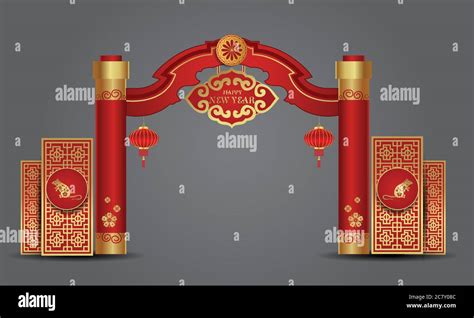 Chinese Entrance Arch Design Vector Illustration Stylish Banner