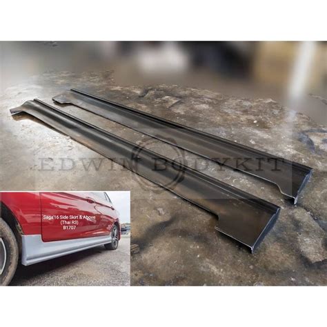 Saga VVt Thai R3 Side Skirt PU Fiber Bodykit Tepi Skirt Lip Fiber