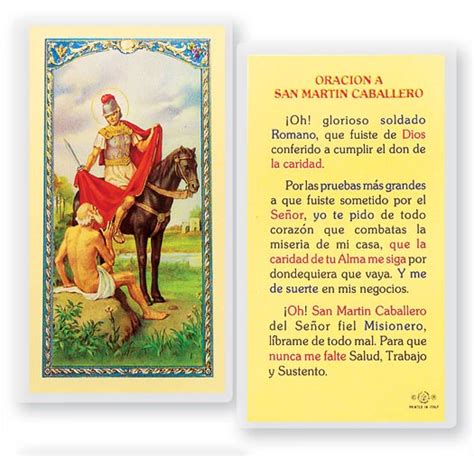 Oracion A San Martin Caballero Laminated Spanish Prayer Cards 25 Pack