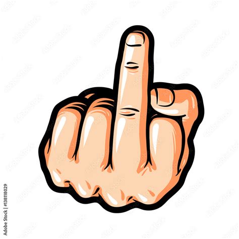 Vettoriale Stock Hand Gesture Fuck You Symbol Middle Finger Sign Cartoon Vector Illustration