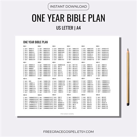 One Year Bible Plan Bible Reading Plan Printable Start to Finish 1 Year