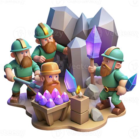 serene creative wonderful creative A group of dwarves mining for gems