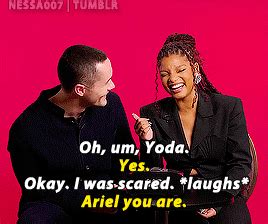 Halle Bailey and Jonah Hauer-King guess each... : live action ariel and