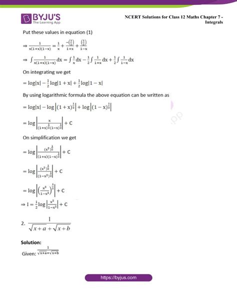 Ncert Solutions For Class 12 Maths Chapter 7 Integrals Miscellaneous Exercise Download Free Pdfs