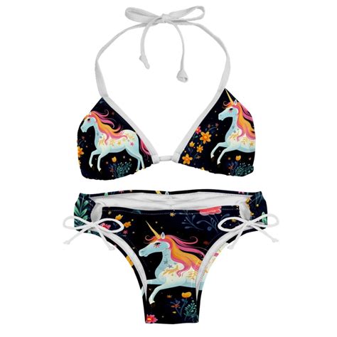 Starry Unicorn Detachable Sponge Bikini Set Adjustable Strap One Piece Swimsuits Two Pack
