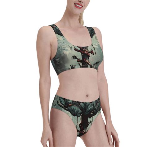 Picia Zombie Flower Apocalypse Women S High Waisted Bikini Scoop Neck Swimsuit Two Pieces