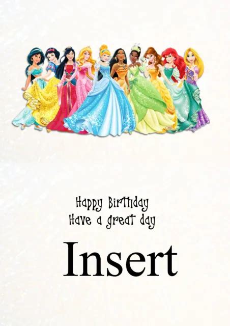 Personalised Birthday Card Princess Theme Any Age Name And Relationship