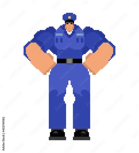 Police Officer Pixel Art Pixelated Policeman 8 Bit Cop Vector