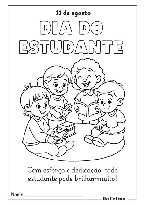 Desenho Dia Estudante - Desenhos do Dia do Estudante para colorir e imprimir: Apostila gratuita