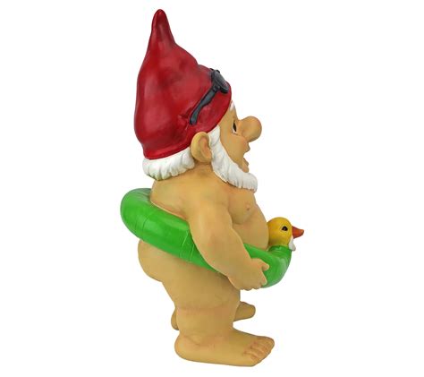Design Toscano Pool Party Pete Naked Gnome Gardn Statue QVC
