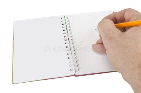 Opened Notepad With Pen Or Pencil On The White Background Stock Photo