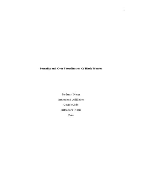 Sexuality And Over Sexualization Of Black Women Pdf