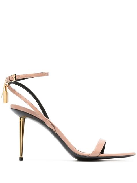 Tom Ford Neutral Padlock Pointy Naked Leather Sandals Neutrals Editorialist