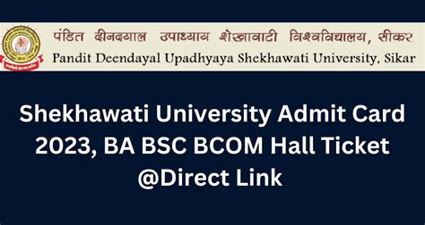 Shekhawati University Admit Card 2023 BA BSC BCOM Hall Ticket Direct