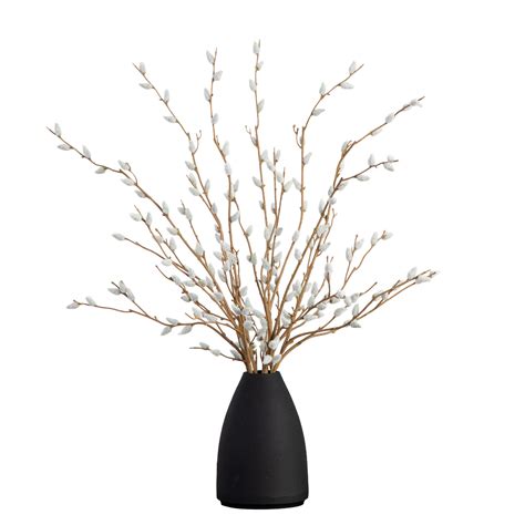 Primrue In Artificial Pussy Willow Arrangement In Modern Metal Black Vase Wayfair