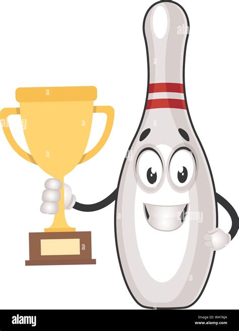 Bowling with trophy, illustration, vector on white background Stock ...