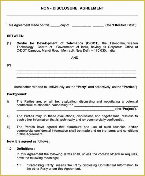 Simple Nda Template Free Of Non Disclosure Agreement Template ...