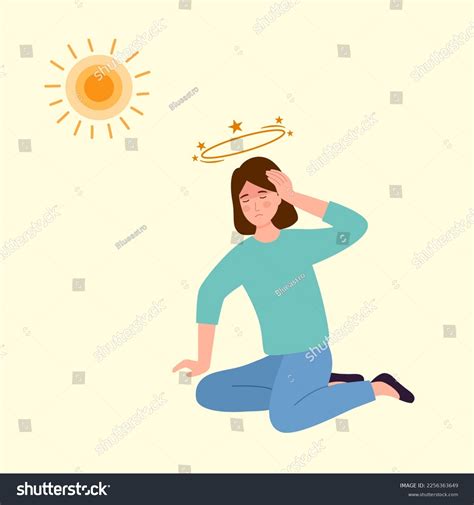 Woman Suffering Heat Sweaty Dehydration Strong Stock Vector (Royalty