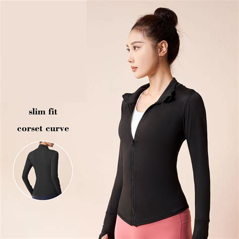 Pn Np Nude Yoga Suit Sports Jacket Slim Fit Nylon Stand Collar Tight Top Running Quick