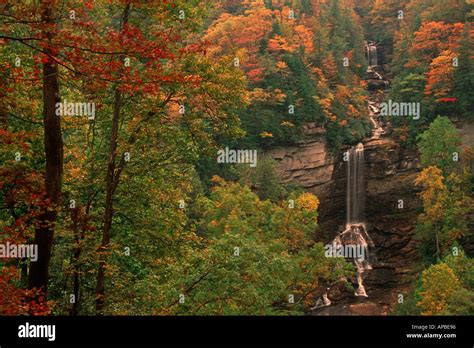 Raven Cliff Falls with autumn color South Carolina USA Stock Photo - Alamy