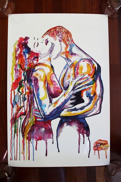 ORIGINAL Vibrant Sensual WATERCOLOR Art Painting Sexy Passionate Nude Erotic Giclee Print