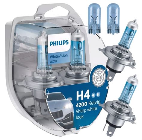 Philips Żarówki H4 WhiteVision Ultra 4200K P43t 60 55W 2X H4 2X W5W