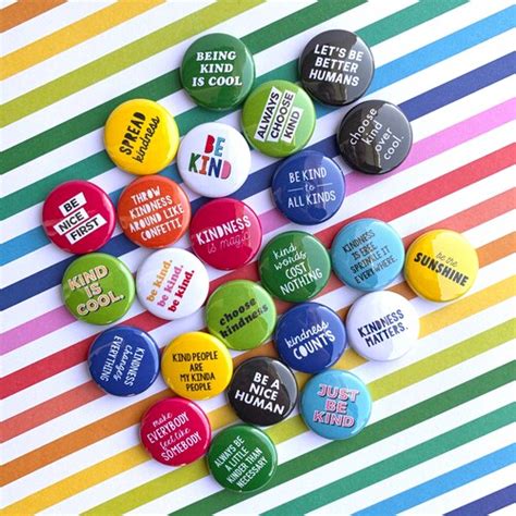 Super Kindness Buttons Set Of 24 Be Kind Flair Pin Badge Etsy