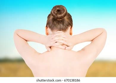 Naked Beautiful Woman Holding Her Neck Stock Photo 670138186 Shutterstock