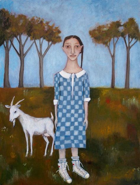 Reserved For Buyer Painting Folk Art Portrait Woman And Goat Etsy