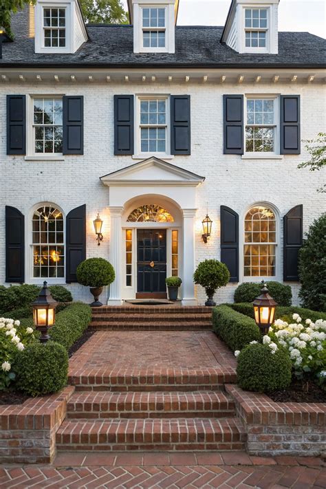 elegant white painted brick house exterior ideas  brighten