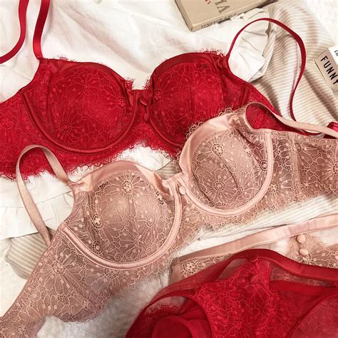 Ensemble De Sous V Tements Transparents En Dentelle Florale Demi Tasse De Lingerie Fine Avec