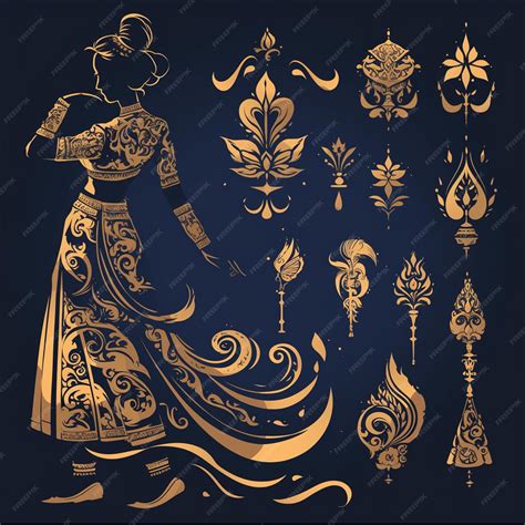 Thai traditional dance patterns with dynamic movements | Premium AI