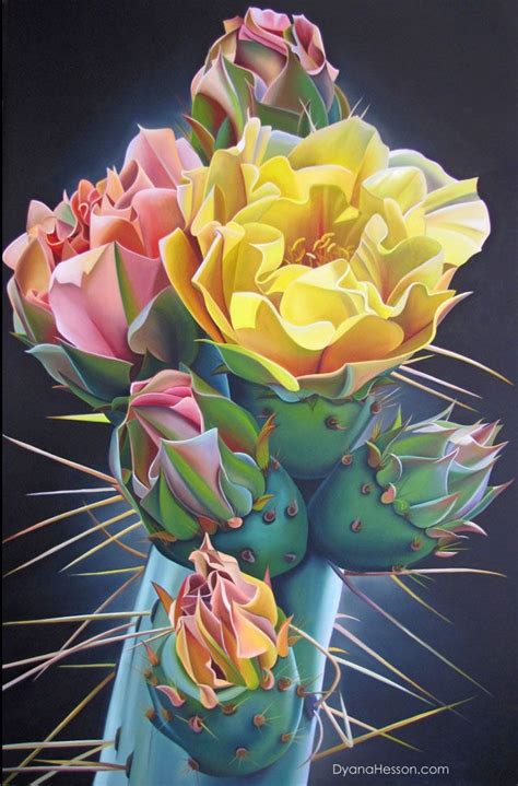Original - 60" x 40" - Cactus BloomsSOLD | Flower painting, Flower art ...