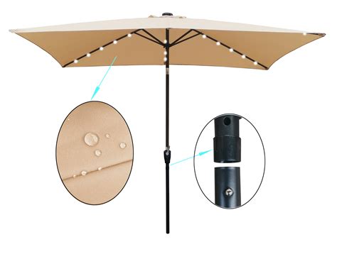 X T Rectangular Patio Solar Led Lighted Outdoor Market Umbrella