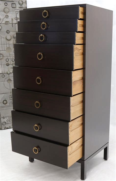 Mid Century Modern Tall 8 Drawers Ebonized Mahogany Lingerie High Chest