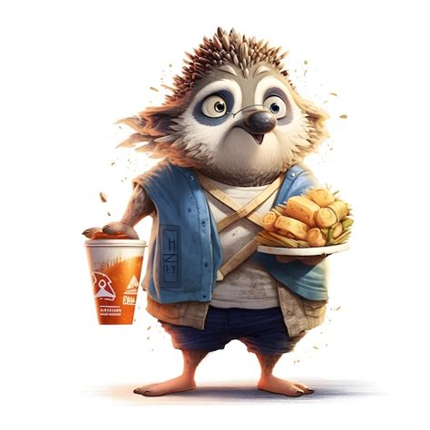 Premium Ai Image A Cartoon Image Of A Hedgehog Holding A Cup Of