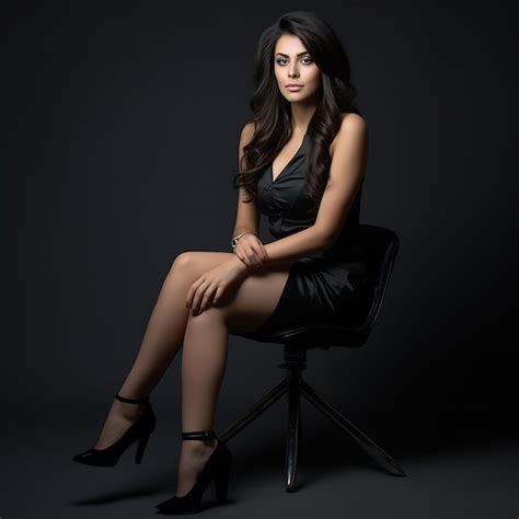 Premium Photo Brunette Woman Sitting On A Black Background