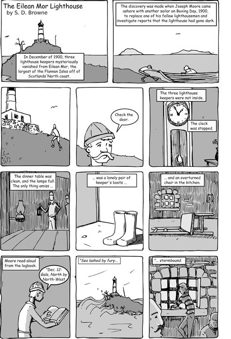 Brown Comics Eilean Mor Lighthouse Grayscale