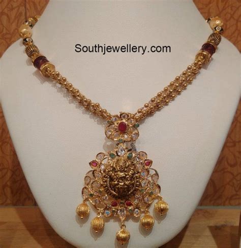 Antique Necklace With Lakshmi Pendant Indian Jewellery Designs