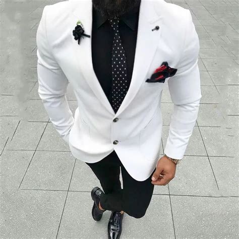 Latest Coat Pant Designs White Men Suits Blazers Casual Groom Wedding