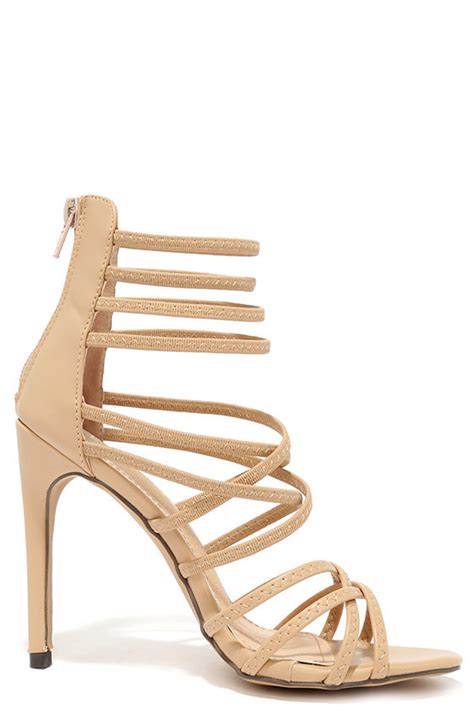 Sexy Nude Heels Caged Heels Dress Sandals 32 00