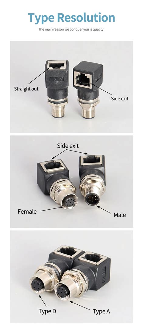 Адаптер-удлинитель M12 на RJ45 Ethernet, 4-х ядерный 8-ядерный ...