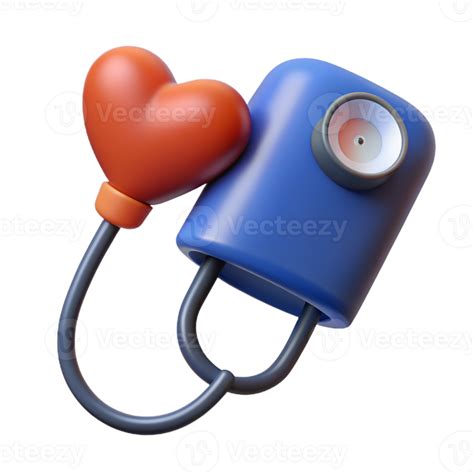 3d Icon Of Blood Pressure Cuff With Heart Shaped Bulb Medical