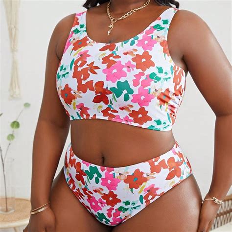 Hhh New Printing Plus Size Fashion Swimsuit Female Fat Sister Hot Spring Bikini Swimsuit
