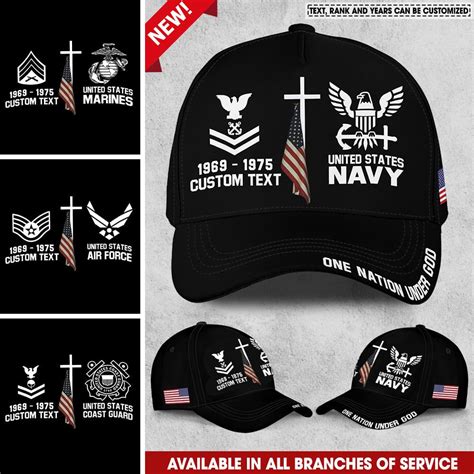 Customized Us Navy Veteran Hat Classic Cap Personalized With Rank Mil