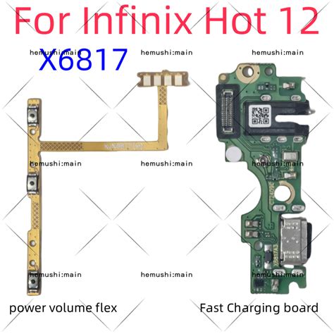 For Infinix Hot X Power Volume Flex Button Switch USB Charger Charging Port Board Ribbon
