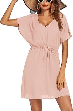 Ekouaer Women S Cover Up Short Sleeve Beachwear Coverups Loose V Neck Bikini Beach Tunic Top At