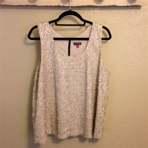 Beautiful Vince Camuto Sequin Top Nude Champagne Color